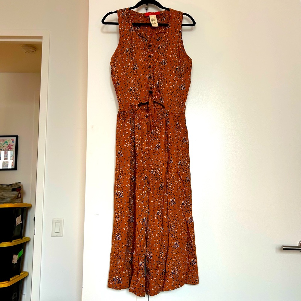 Anthropologie Cartonnier Avila Burnt Orange Spotted Sleeveless Jumpsuit